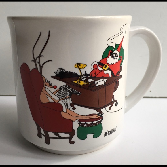 Vintage Christmas Mug Business theme Santa and reindeer John Richard Allen - Picture 1 of 14